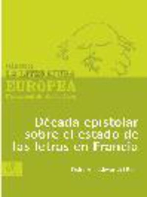 cover image of Década epistolar sobre el estado de las letras en Francia